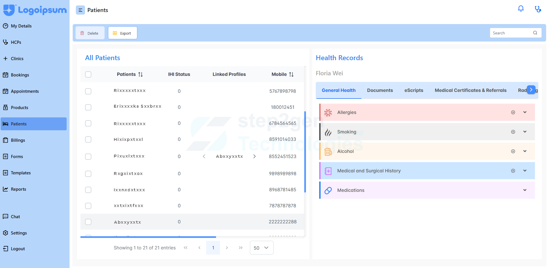 Healthcare Patients Database Panel